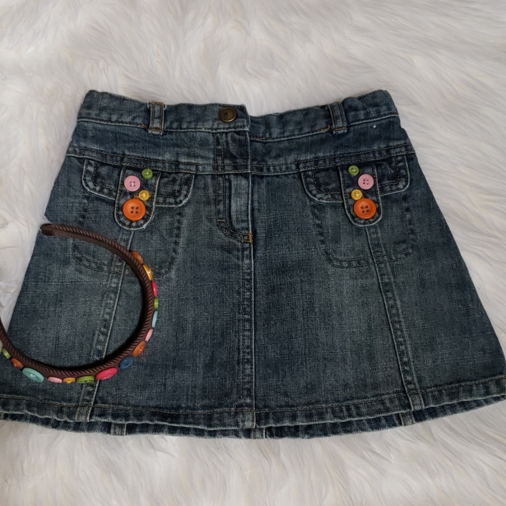 Gymboree💕Buttons Denim Skort & Matching Headband